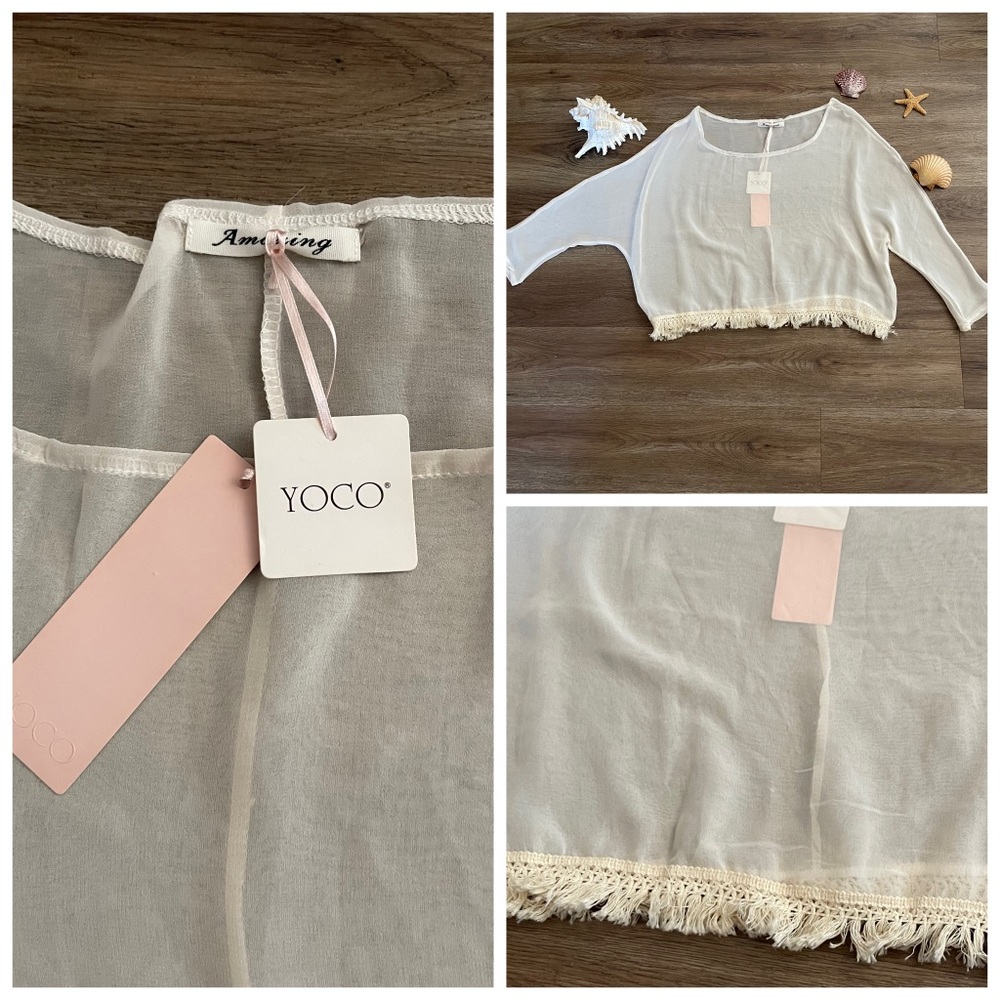 New Yoco Sheer Blouse. Ivory